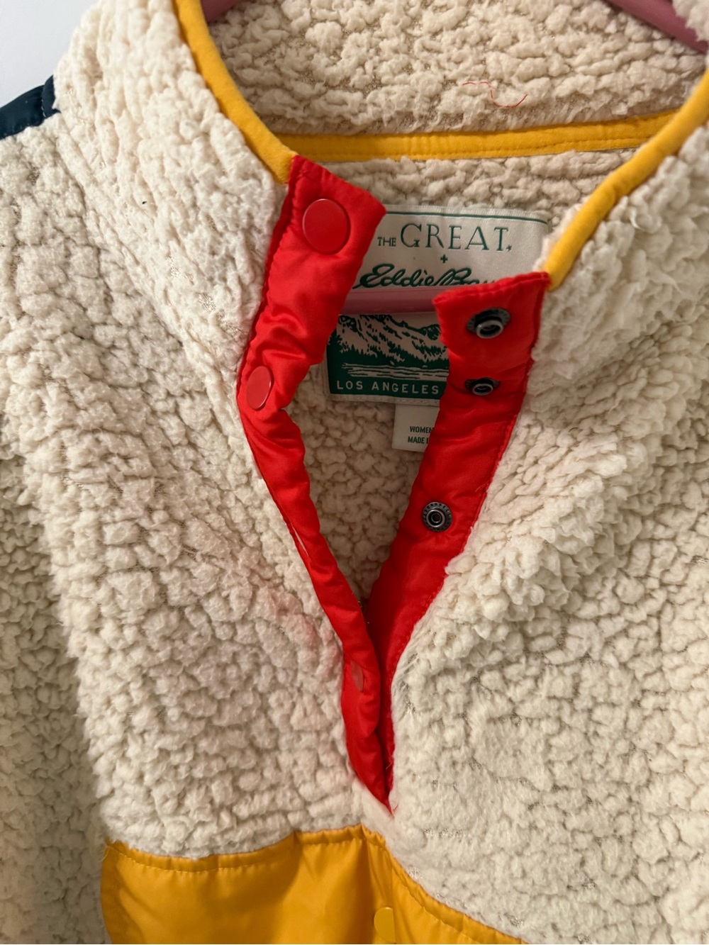 The Great x Eddie Bauer color-block Teddy Sherpa fleece pullover jacket - Picture 3 of 5